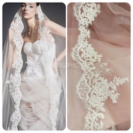 SA Metallic lace legs for veils, wedding items, designer items (LIGHT CREAM WHITE) 356-1m