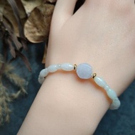 緬甸冰種紫翡白翡串珠手鍊