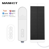 Manhot Tuya Zigbee Roller Shade Driver มู่ลี่ไฟฟ้ามอเตอร์พร้อมแผงพลังงานแสงอาทิตย์ควบคุมเสียงด้วย Al