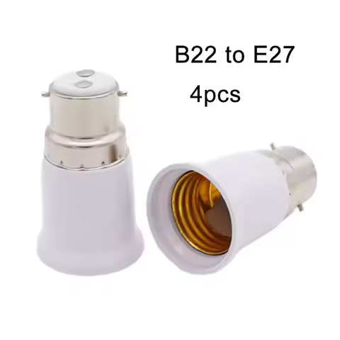 4pcs Pack B22 to E27 Bulb Adapters Bayonet Lamp Base to Screw E26 E27 Bulb Holder Converter Two-Pin 