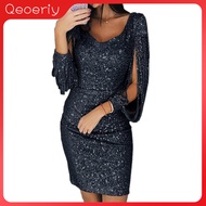 Qeoeriy Dress Sequins Glitter Mini Glitter Women Dress for Dating Women Dress Tassels