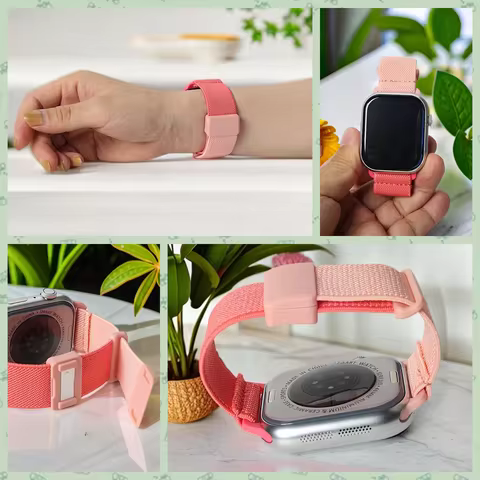Nylon Elastic Loop For Kids Apple Watch Bands 38/40/41mm 42/44/45mm for Girls Boys Magentic Strap Fo