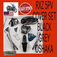 YAMAHA RXZ 5PV CATALYZER BODY COVER SET COVERSET  OSHAKA ADD TANK BLACK GREY