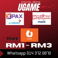 Maxis/hotlink celcom uMobile instant topup RM1-RM3