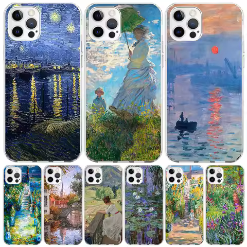 Claude Monet Garden Lotus Bridge Case Phone Cover for Apple iphone 16 15 14 13 12 Mini 11 Pro Max 16