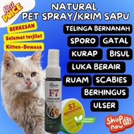 PS Herbs Set Sporo Spray F7 Cream S3 Natural Pet Spray Kucing Sporo Kurap Fungus Ulser Luka Berair K