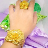 Kendari dubai flower bracelet ring jewelry set