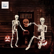 GOJO Skeleton Human Model Decoration, Movable Glow in Dark Haunted House Props, Scary LED Lights Dem