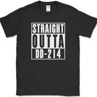Straight Outta Dd-214 T-Shirt Funny Us Military Discharge Papers Humor Text Tee