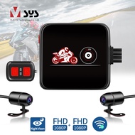 SYS1080P Action Camera Recorder Front & Rearview Waterproof Motorcycle Dash Cam Black Night Vision B