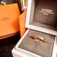 法國專櫃精品名牌 Hermès 愛馬仕 玫瑰金 正18K 750  經典品牌H真鑽石 戒指 HERMES 鑽戒