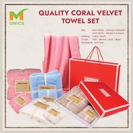 ❤️ Tuala Mandi + Tuala Muka ❤️ Free Paper Bag & Box / Boleh sulam nama | Towel serap air | Towel Set