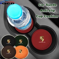 Porsche Car Cup Cushion Suede Anti-slip Drink Bottle Pad Cup Slots Accessories For Porsche Cayenne 9