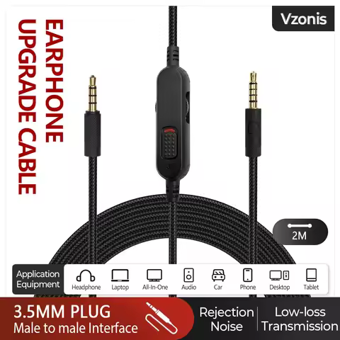 3.5MM Technical Headphone Upgrade Cable Audio Connection wire Inline Multi-functional Control for Lo