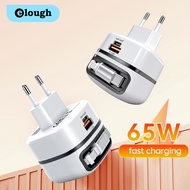 Elough 65W USB Type C Fast Charging Charger Mobile Phone Charger With Retractable Type C Cable