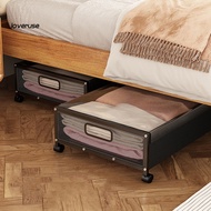 Wheeled under Bed Storage Container Mobile under Bed Storage Rack 360-degree Swivel Wheels under Bed Storage Rack with Transparent Cover Durable Metal Frame for Shoes