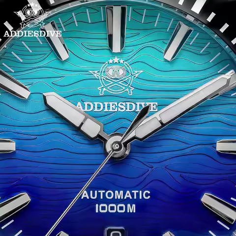 ADDIESDIVE Men Watch 100Bar Diver Fiery Sunset Cloud 8215 Sapphire Glass BGW9 Luminous Reloj Automat