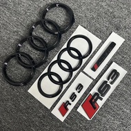AUDI RS3 2016-2020 4-Ring logo ABS Black Car Hood Front Grill Emblem Rear Trunk Badge Sticker RS3 Em