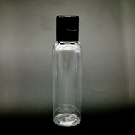 Transparent Bottle (Cylinder) 60ml with Flip Cap Black.