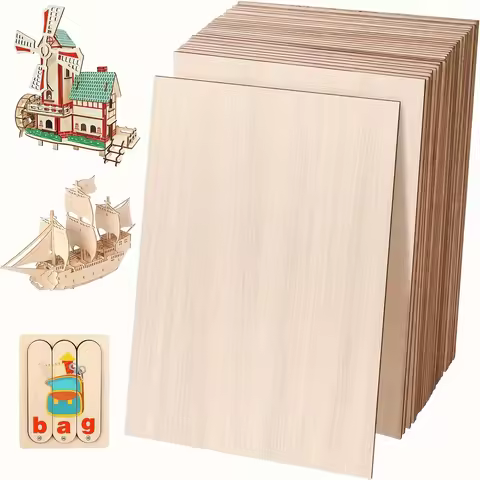 10pcs Basswood Sheets for Crafts - 5.91 x 3.94 Inch - 2mm Thickness Plywood Sheets Bass Wood Boards 