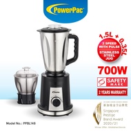 PowerPac High Power Blender and Grinder, Stainless Steel Blender (PPBL148)