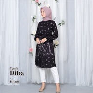 HITAM KATUN Mukena CENTER MUKENA INDONESIA - DASTER / TUNIC RAYON ADULT DIBA - BLACK premium cotton 