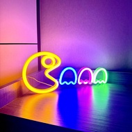 1ชิ้น ป้ายไฟเนียน Pacman, ขนาดประมาณ 35x14.5ซม. (13.7x5.7นิ้ว), ทำงานด้วยไฟ USB/แบตเตอรี่, ใช้งานได้