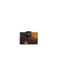 Coach Medium Corner Zip Wallet Signature Floral Print In Walnut Black Multi CCL69