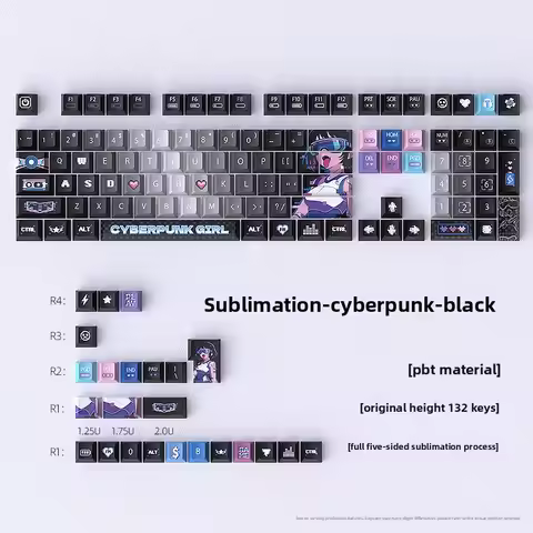 Cyber Keycaps 132 Keys Original Profile PBT Dye-Sublimation Custom Full Set for Mechanical Keyboard