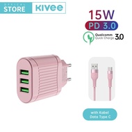 # Kivee Kepala Charger Usb*3 Macaron Charger Fast Charging For Iphone