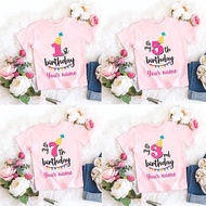 Personalized Girl Birthday Cartoon T Shirt for Girls Tshirt Number 1 2 3 4 5 6 7 8 Graphic Kids Clot
