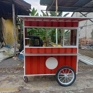booth gerobak semi container jualan smoties piscok es teh