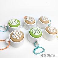 3D Printed Mini Coffee Cup Clicker Fidget Stress Reliever Toy Keychain Clicker Keychain Fidget Click