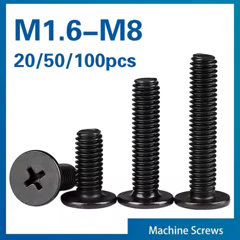 10/ 20/ 50pcs Black 304 Stainless Steel Cross Phillips Ultra Thin Flat Wafer Head Screw CM M1.6 M2 M