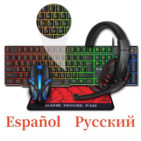 Spanish Keyboard with Ñ Russian Keyboard ISO 100% Layout 104 Keys Spanish Russian Gaming Keyboard Mo
