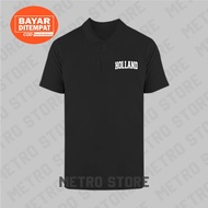 Holland Polo Shirt Logo Text Premium White Print | Polo Shirt Short Sleeve Collar Young Men Cool Latest Unisex Distro.....