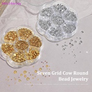 hhh34ertoy> 7 Grids Silver Gold Pearl Nail Art Decorations White Half Round Flat Bottom Mixed Size N