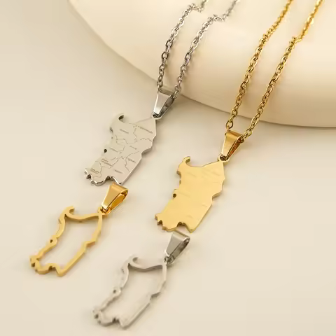 Fashion Italy Sardegna Map City Pendant Necklace Stainless Steel Men Women Italiana Sardinia Jewelry
