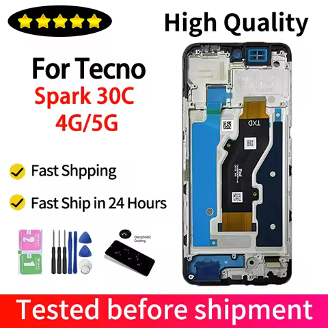 6.67' Tested Spark30C Display For Tecno Spark 30C 4G KL5 KL5N LCD Display Touch Screen Digitizer For