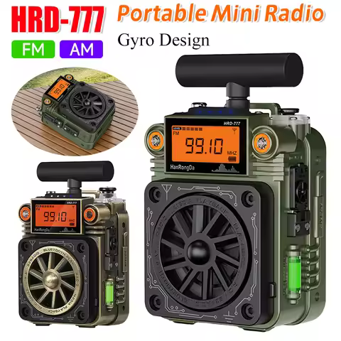 Full-Band HRD-777 Pocket Mini Radio FM MW SW VHF WB Bluetooth Radio Receiver with BT Speaker Fingert