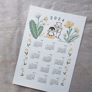 動物插畫 2024 香港年曆卡 | 企鵝與棕熊 | 壓印年曆卡
