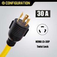 30 Amp Twist Lock to 110 Adapter Cord 3 Prong Generator Plug Adapter, NEMA L5-30P Male to 5-15R/ 5-2
