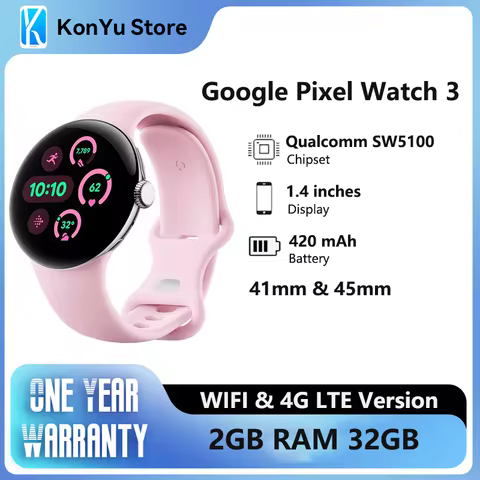 Brand New Google Pixel Watch 3 41mm&45mm WIFI/LTE Version Qualcomm SW5100 Wear OS 5.0 2GB RAM 32 GB 