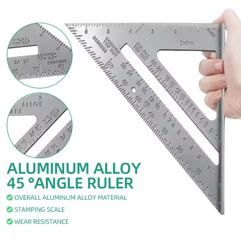 7-Inch imperial Set Square, 90-Degree Reinforced Silver Set Square, Aluminium Alloy Carpenterβs Meas