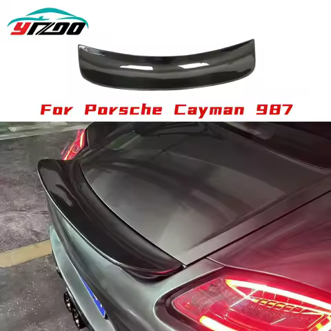 for Porsche 2006-2012 Caymans 987 (Boxster S Need Cayman Spoiler Mount) EP Style Carbon Rear Duckbil