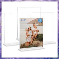[P K A M] Acrylic Picture Frame 4x6 Inches, 4 Pack Plastic Picture Frames Holder Standing,Double Sid
