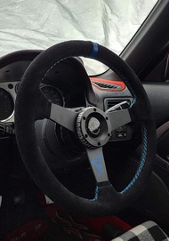 Ballfix Blacktop colour steeringwheel  รถซิ่ง พวงมาลัยซิ่ง streetracing 340mm blue พวงมาลัย บอลฟิก สีฟ้า สว่าง ตรงรุ่น