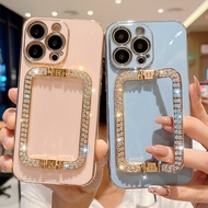 Iphone Case 13 Pro Max 12pro 13 12 Mini Luxury Rhinestone Metal Holder Wrist Bracket Plating Silicone Phone Case IPhone 13pro 12 Pro Max Candy Color Electroplated Holder Cover