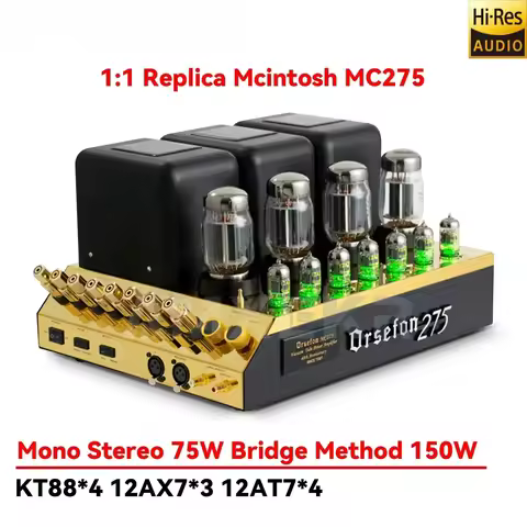 Clone Mcintosh MC275 Upgrade KT88*4 Tube Power Amplifier HiFi Push-pull Class AB 75W*2 Mono Mode Bri
