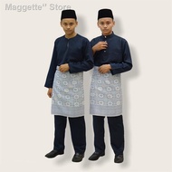 ☃READY STOCK Baju Melayu Dewasa Slim Fit / Moden Tanpa Pesak Cekak Musang &amp; Teluk Belanga (Navy Blue)